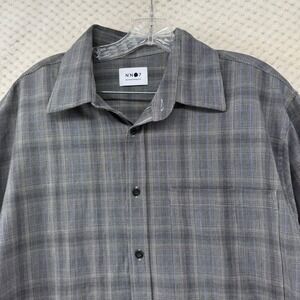 NN07 No Nationality Hans Shirt XXL Gray Check Plaid Button Up Modern Relaxed Fit